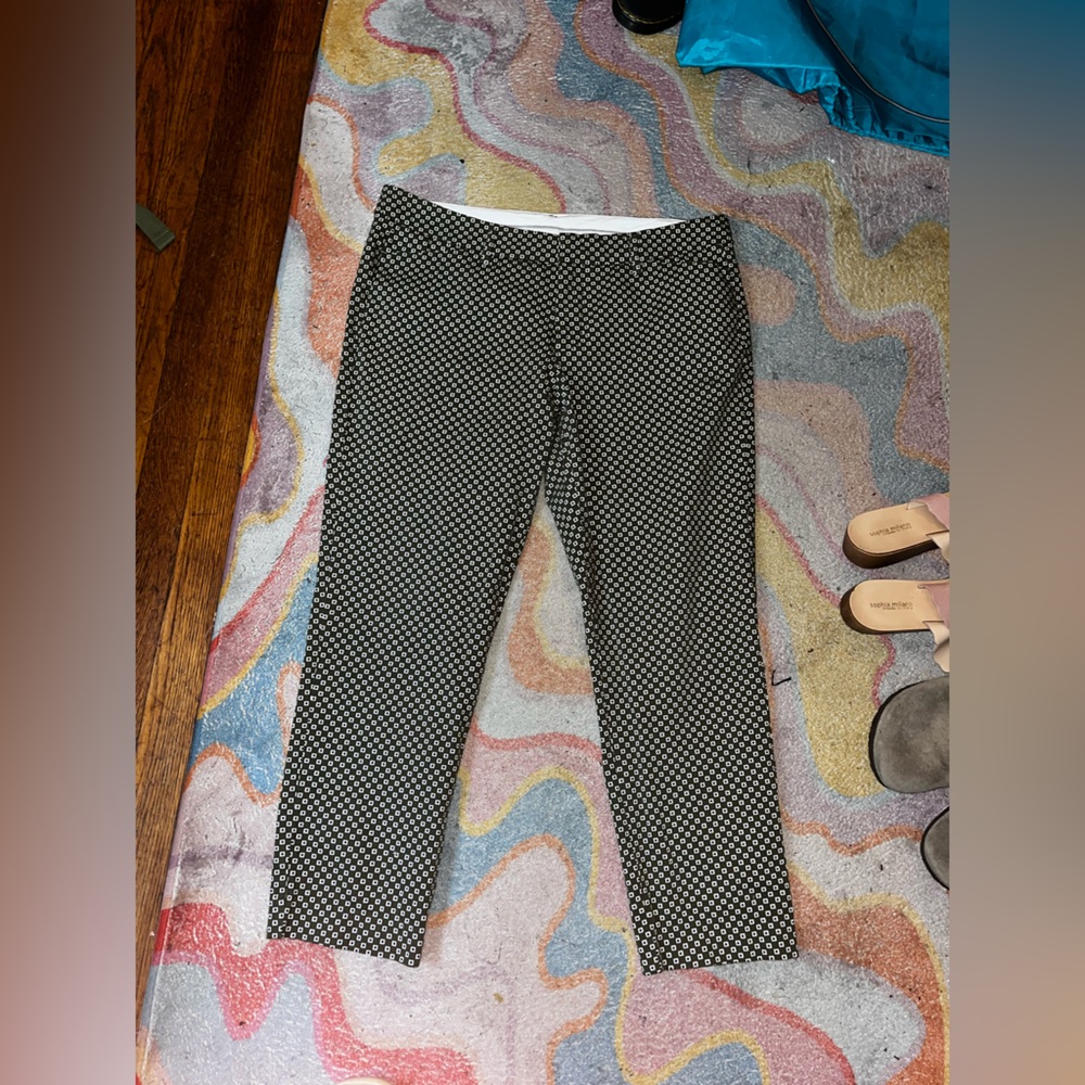 Ana Green Geometric Capri Straight Leg Pants